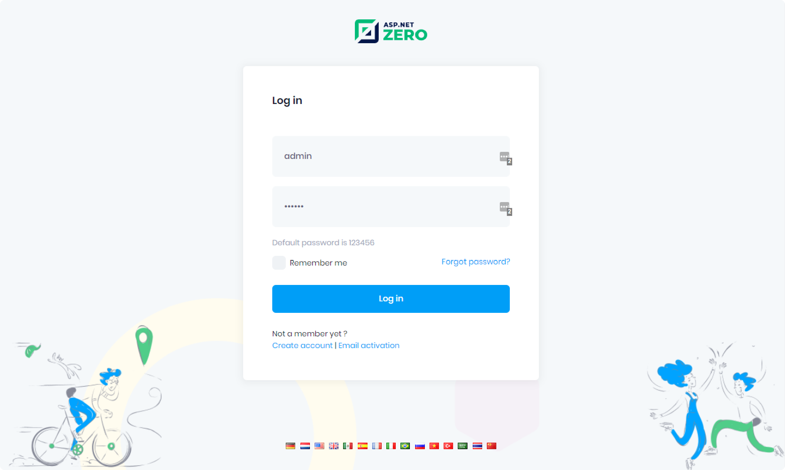 asp net zero login screen